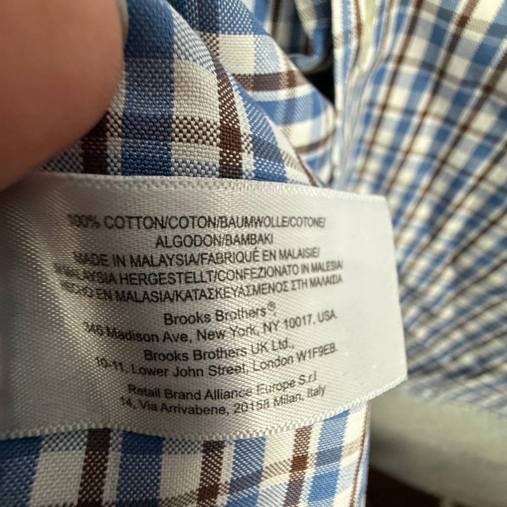 Brooks Brothers Mens‎ Regular Fit Non Iron Cotton Check Dress Shirt Large - Picture 4 of 9